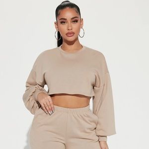 Pullover Crop Top Sweater- Mocha